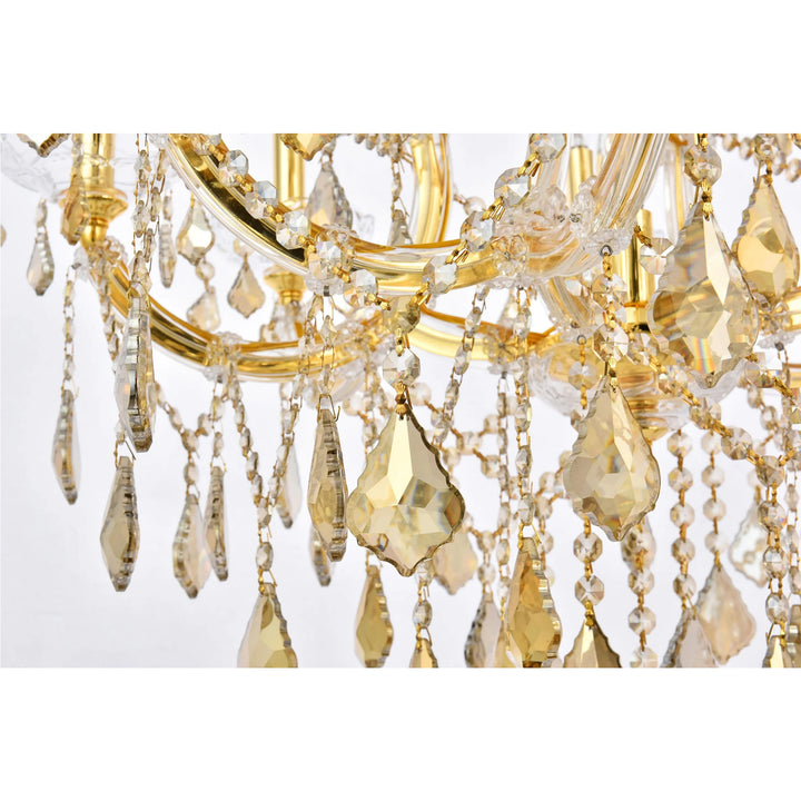 13 light Gold Chandelier Golden Teak (Smoky) Royal Cut Crystal - View 5 - Joshua Marshal