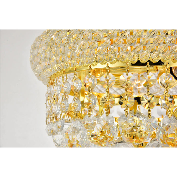 3 light Gold Flush Mount Clear Royal Cut Crystal - View 4 - Joshua Marshal