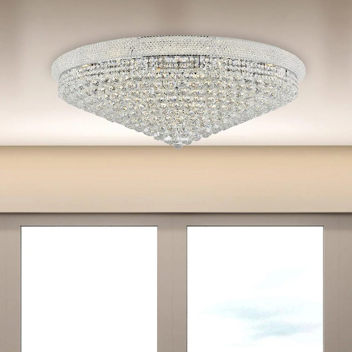 30 light Chrome Flush Mount Clear Royal Cut Crystal Chrome Finish - LIGHTING by Joshua Marshal