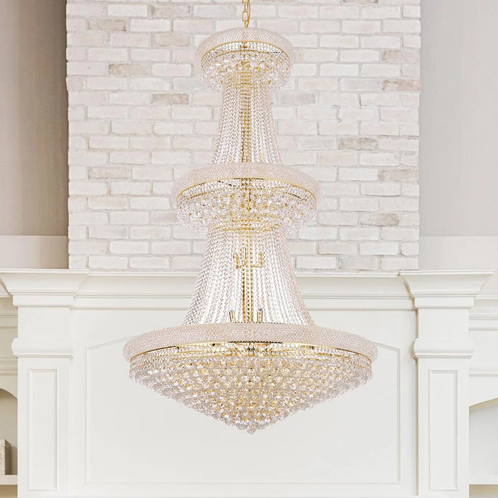 38 light Gold Chandelier Clear Royal Cut Crystal Gold Finish - LIGHTING by Joshua Marshal