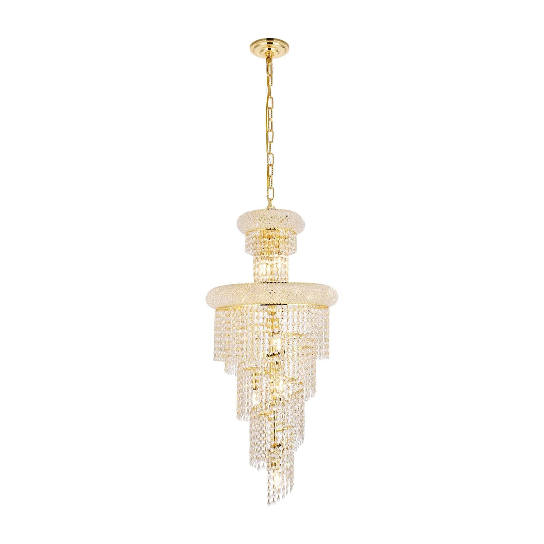 10 light Gold Pendant Clear Royal Cut Crystal - View 3 - Joshua Marshal