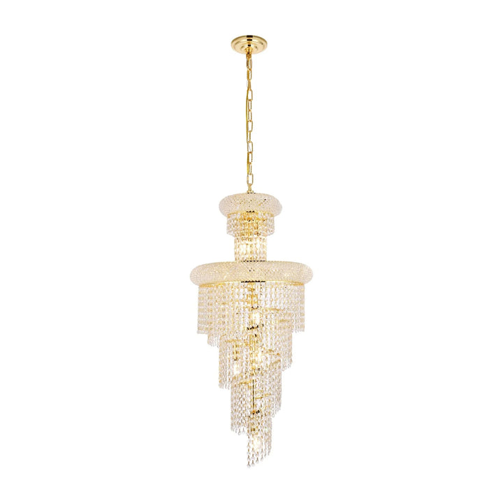 10 light Gold Pendant Clear Royal Cut Crystal - View 3 - Joshua Marshal