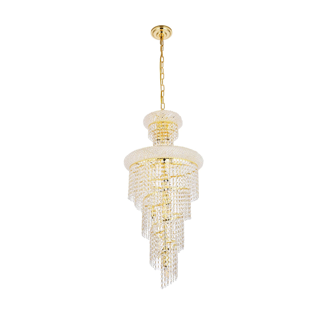 10 light Gold Pendant Clear Royal Cut Crystal - View 4 - Joshua Marshal