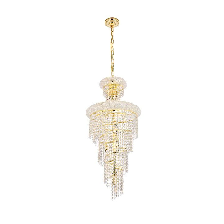 10 light Gold Pendant Clear Royal Cut Crystal - View 4 - Joshua Marshal