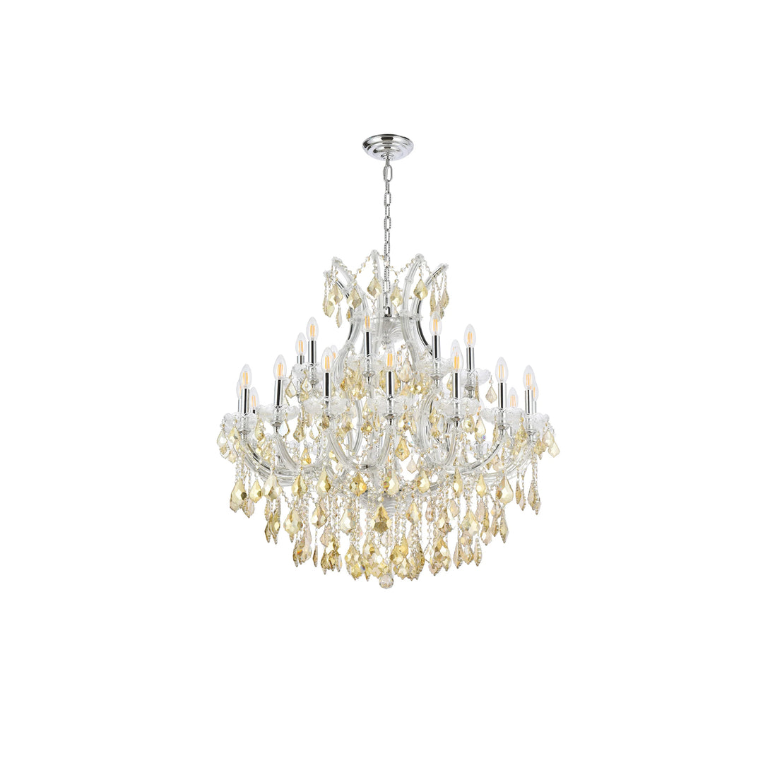 24 light Chrome Chandelier Golden Teak (Smoky) Royal Cut Crystal - View 4 - Joshua Marshal