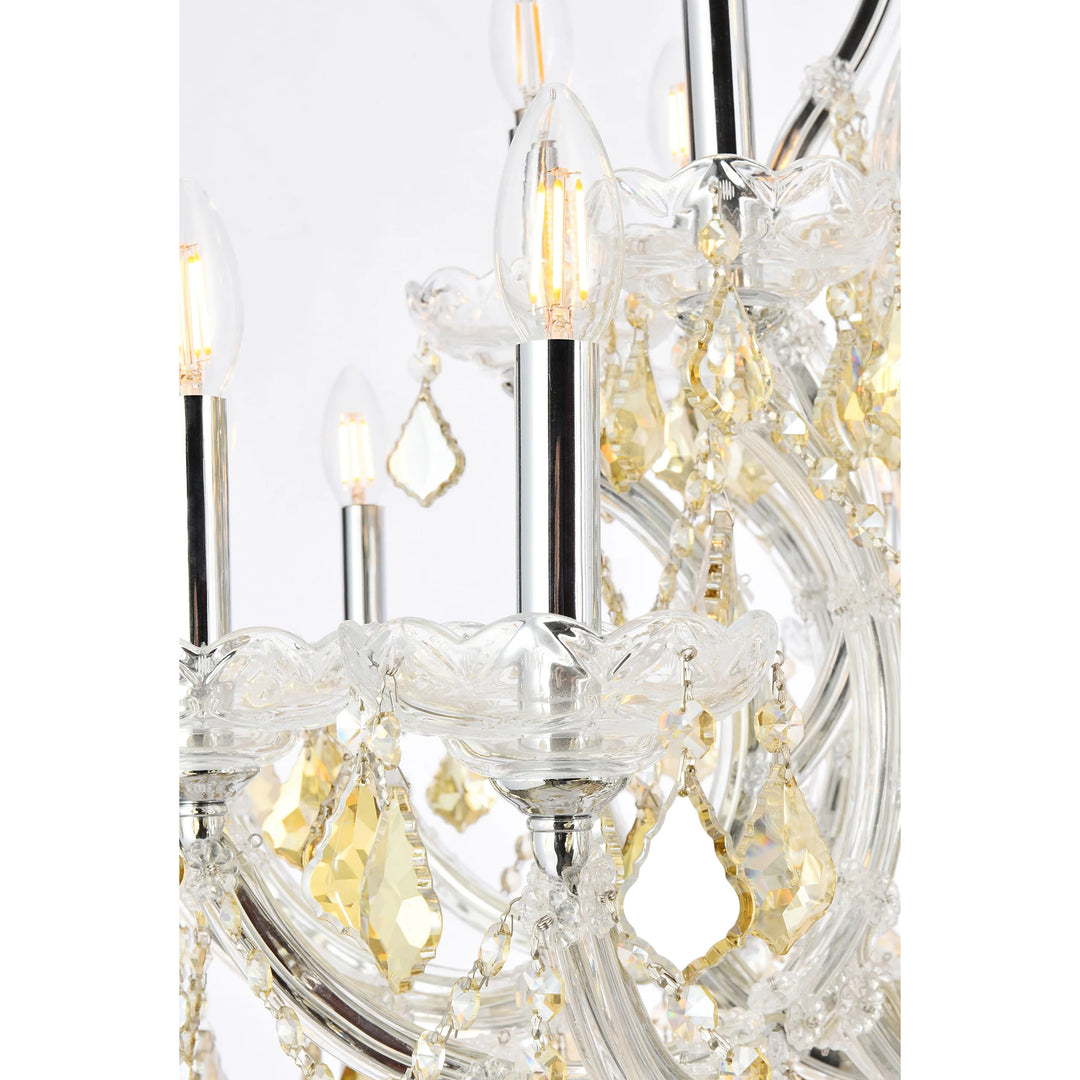 24 light Chrome Chandelier Golden Teak (Smoky) Royal Cut Crystal - View 6 - Joshua Marshal