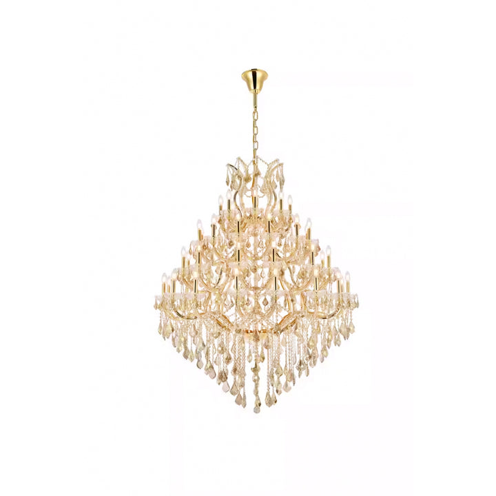 49 light Gold Chandelier Golden Teak (Smoky) Royal Cut Crystal - View 3 - Joshua Marshal