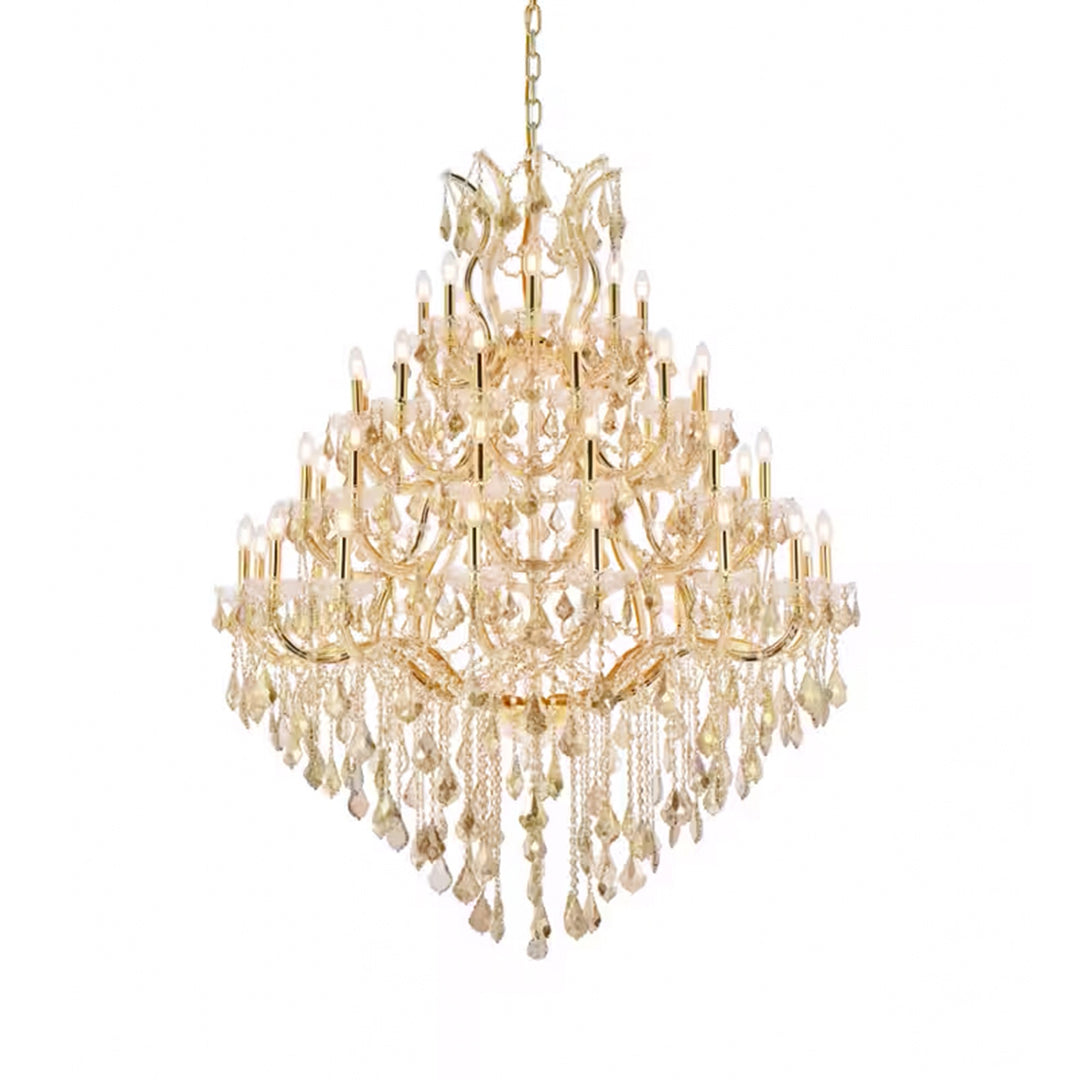 49 light Gold Chandelier Golden Teak (Smoky) Royal Cut Crystal - View 4 - Joshua Marshal
