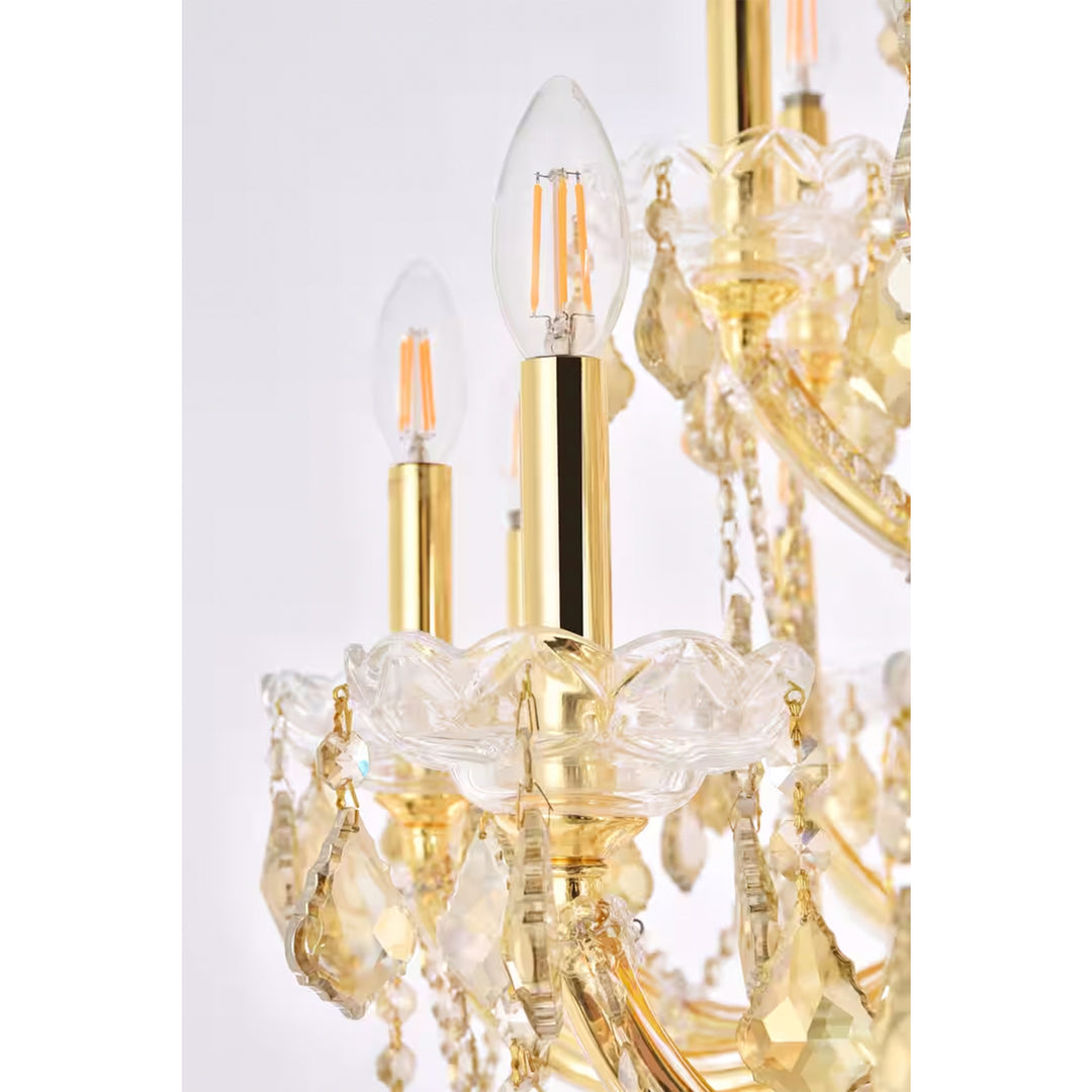 49 light Gold Chandelier Golden Teak (Smoky) Royal Cut Crystal - View 5 - Joshua Marshal