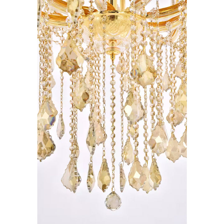 49 light Gold Chandelier Golden Teak (Smoky) Royal Cut Crystal - View 6 - Joshua Marshal