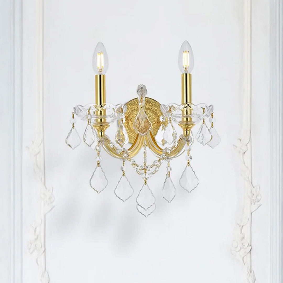 2 light Gold Wall Sconce Clear Royal Cut Crystal Gold Finish - LIGHTING by Joshua Marshal