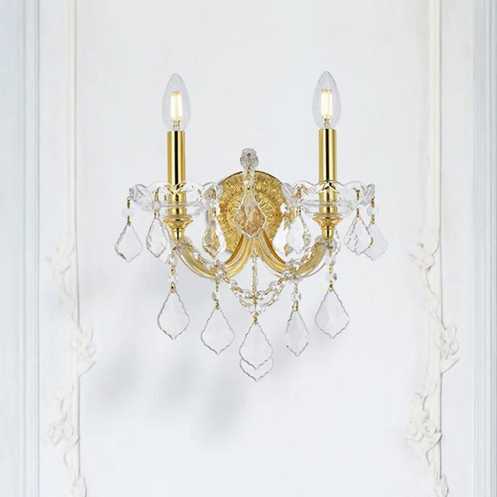 2 light Gold Wall Sconce Clear Royal Cut Crystal Gold Finish - LIGHTING by Joshua Marshal