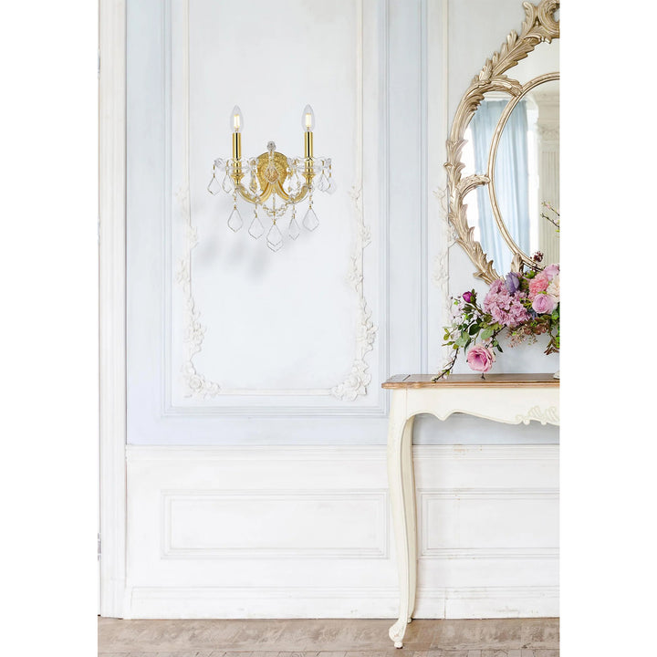 2 light Gold Wall Sconce Clear Royal Cut Crystal - View 2 - Joshua Marshal