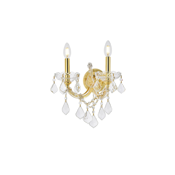 2 light Gold Wall Sconce Clear Royal Cut Crystal - View 4 - Joshua Marshal