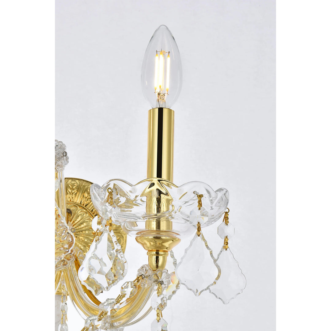 2 light Gold Wall Sconce Clear Royal Cut Crystal - View 5 - Joshua Marshal