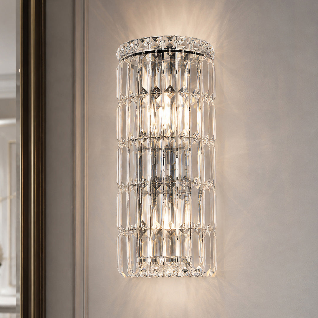 2 light Chrome Wall Sconce Clear Royal Cut Crystal Chrome Finish - LIGHTING by Joshua Marshal
