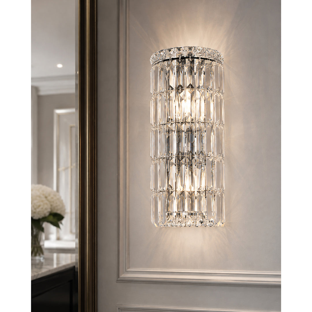2 light Chrome Wall Sconce Clear Royal Cut Crystal - View 2 - Joshua Marshal