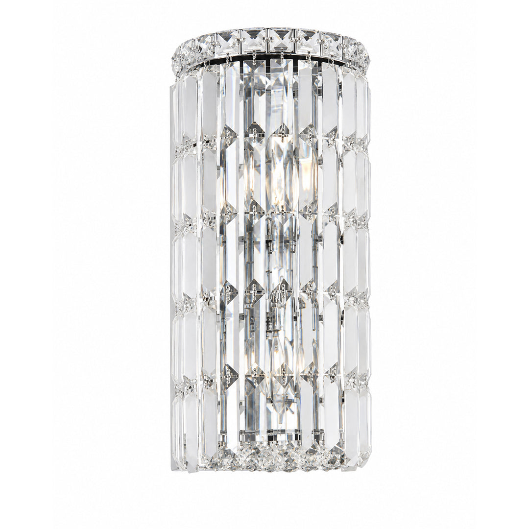 2 light Chrome Wall Sconce Clear Royal Cut Crystal - View 3 - Joshua Marshal