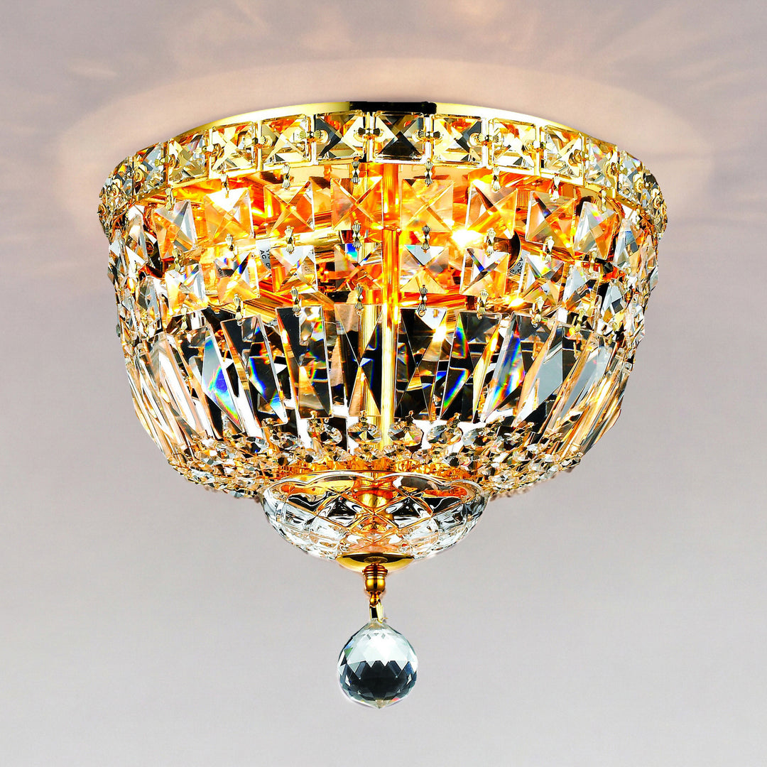 4 light Gold Flush Mount Clear Royal Cut Crystal Gold Finish - LIGHTING by Joshua Marshal