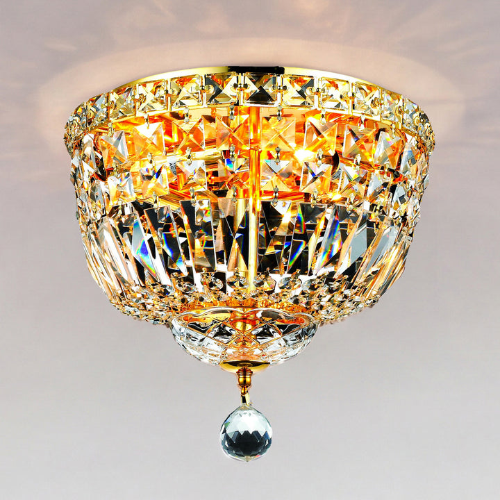 4 light Gold Flush Mount Clear Royal Cut Crystal Gold Finish - LIGHTING by Joshua Marshal