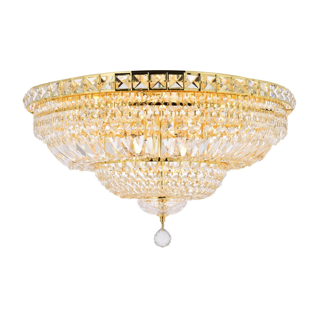 12 light Gold Flush Mount Clear Royal Cut Crystal - View 3 - Joshua Marshal