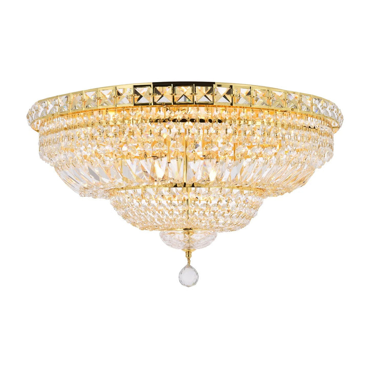 12 light Gold Flush Mount Clear Royal Cut Crystal - View 3 - Joshua Marshal