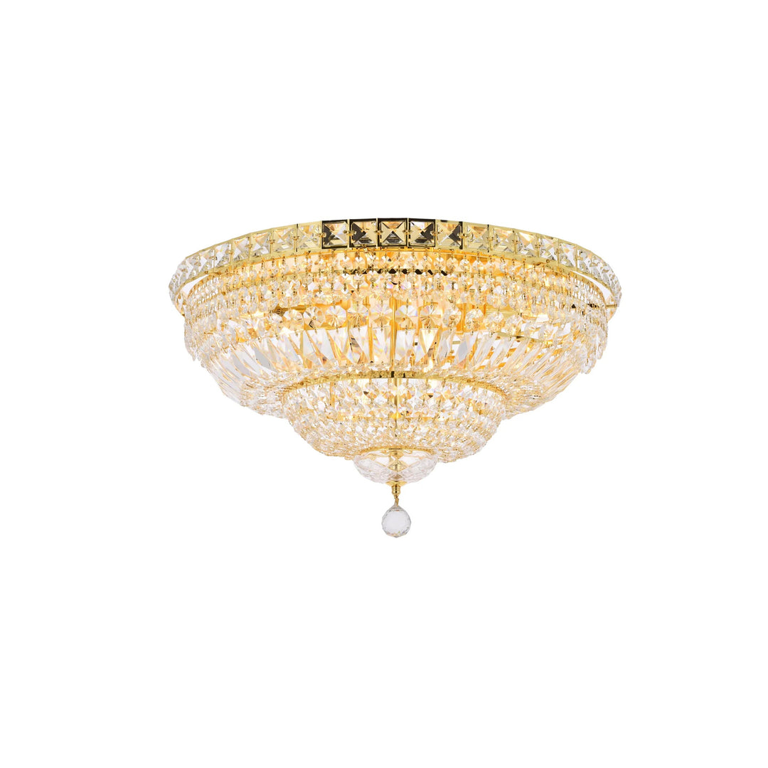 12 light Gold Flush Mount Clear Royal Cut Crystal - View 4 - Joshua Marshal