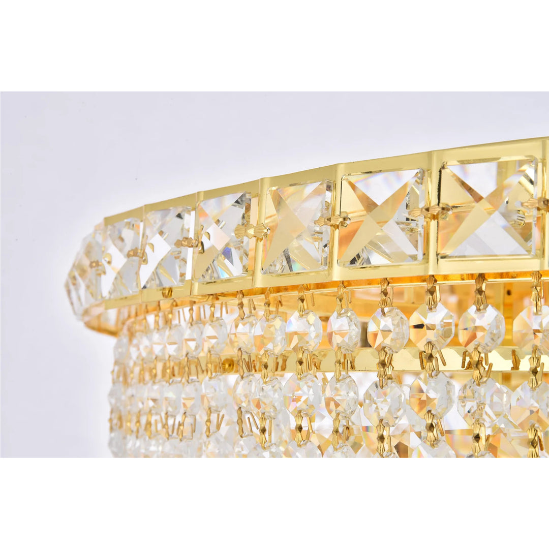 12 light Gold Flush Mount Clear Royal Cut Crystal - View 5 - Joshua Marshal