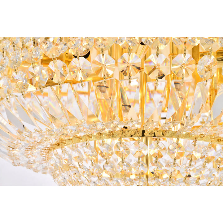 12 light Gold Flush Mount Clear Royal Cut Crystal - View 6 - Joshua Marshal