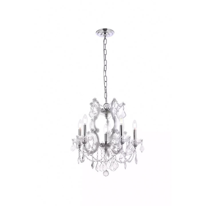 6 light Chrome Pendant Clear Royal Cut Crystal - View 3 - Joshua Marshal
