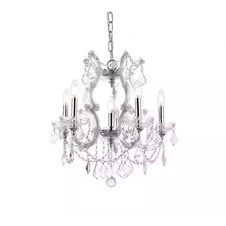 6 light Chrome Pendant Clear Royal Cut Crystal - View 4 - Joshua Marshal