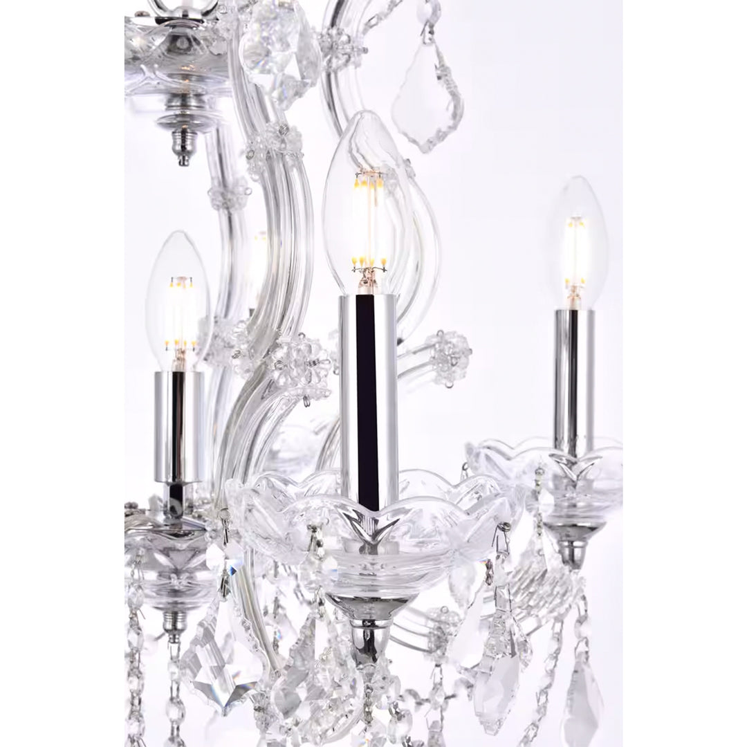 6 light Chrome Pendant Clear Royal Cut Crystal - View 6 - Joshua Marshal