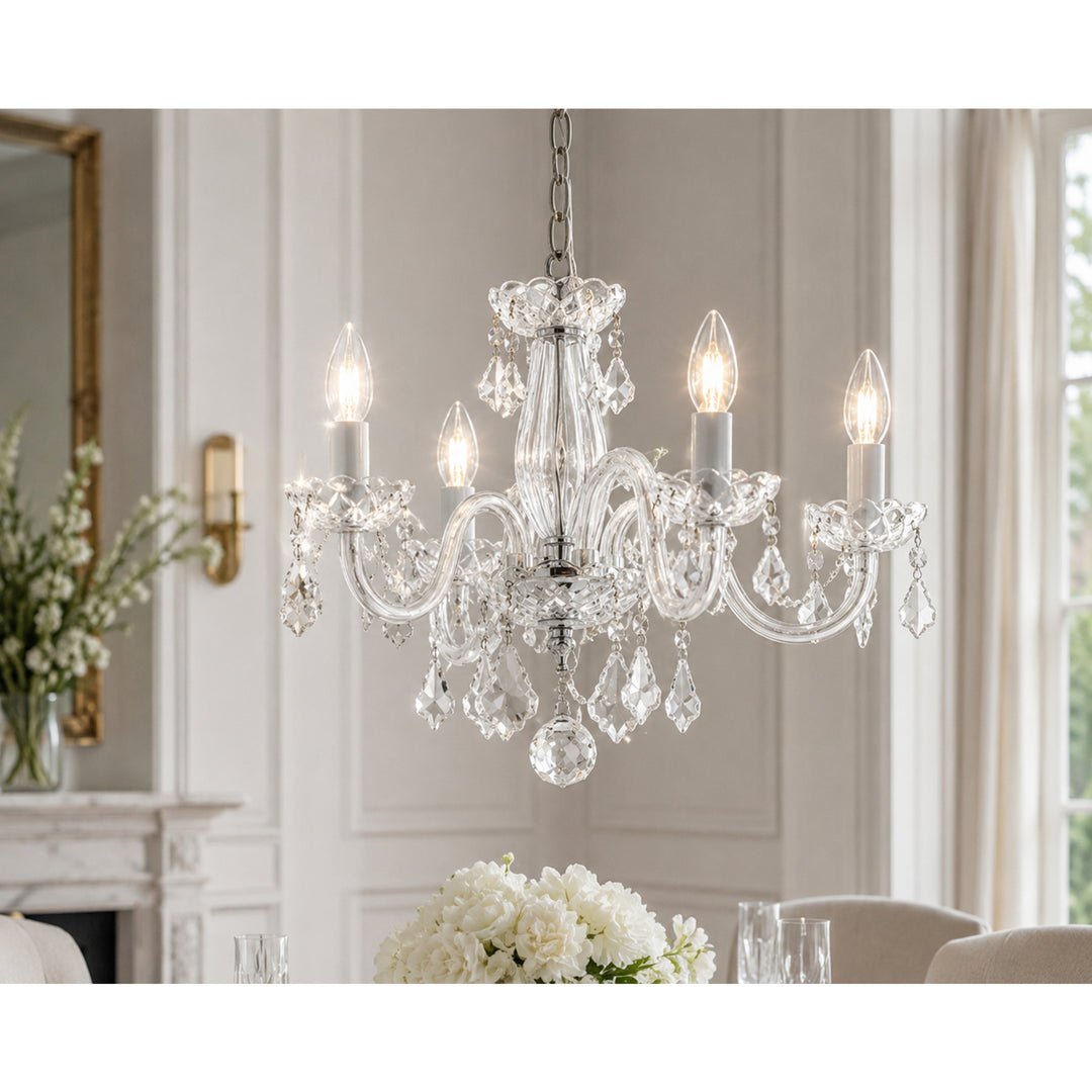 4 light Chrome Pendant Clear Royal Cut Crystal - View 2 - Joshua Marshal