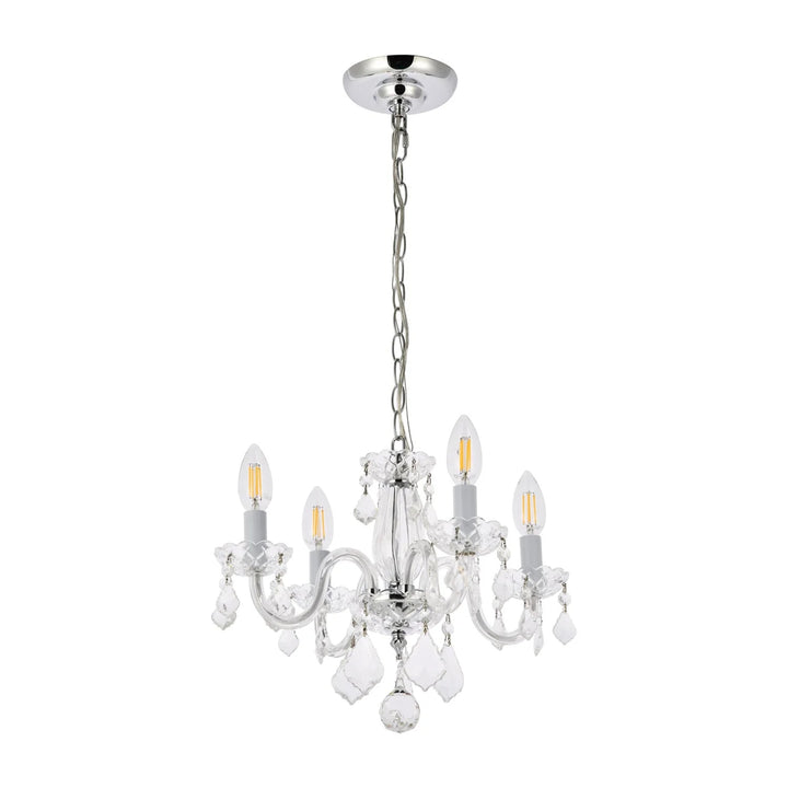 4 light Chrome Pendant Clear Royal Cut Crystal - View 3 - Joshua Marshal