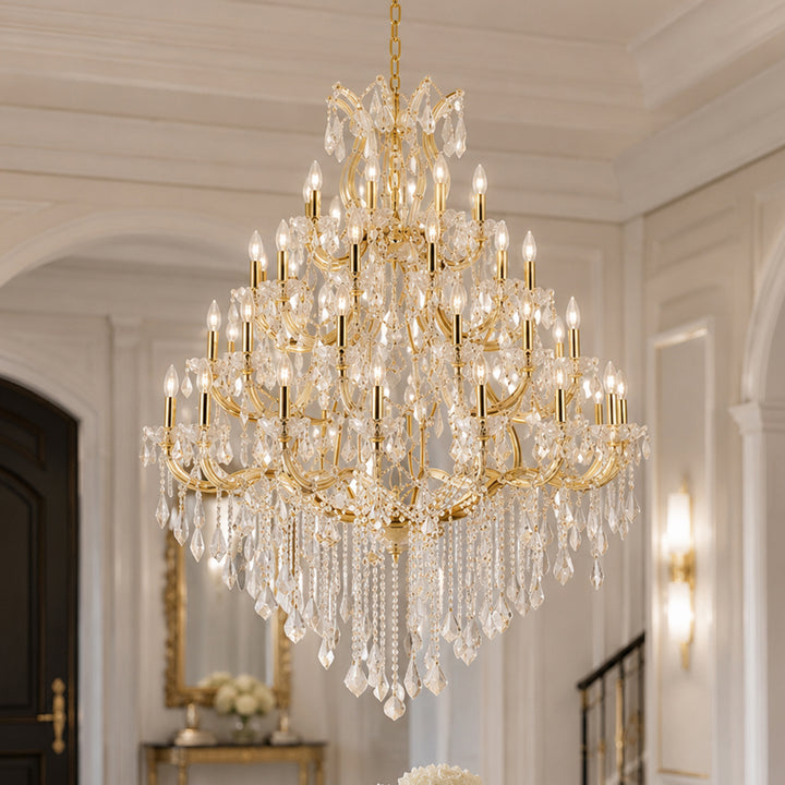 49 light Gold Chandelier Clear Royal Cut Crystal Gold Finish - LIGHTING by Joshua Marshal