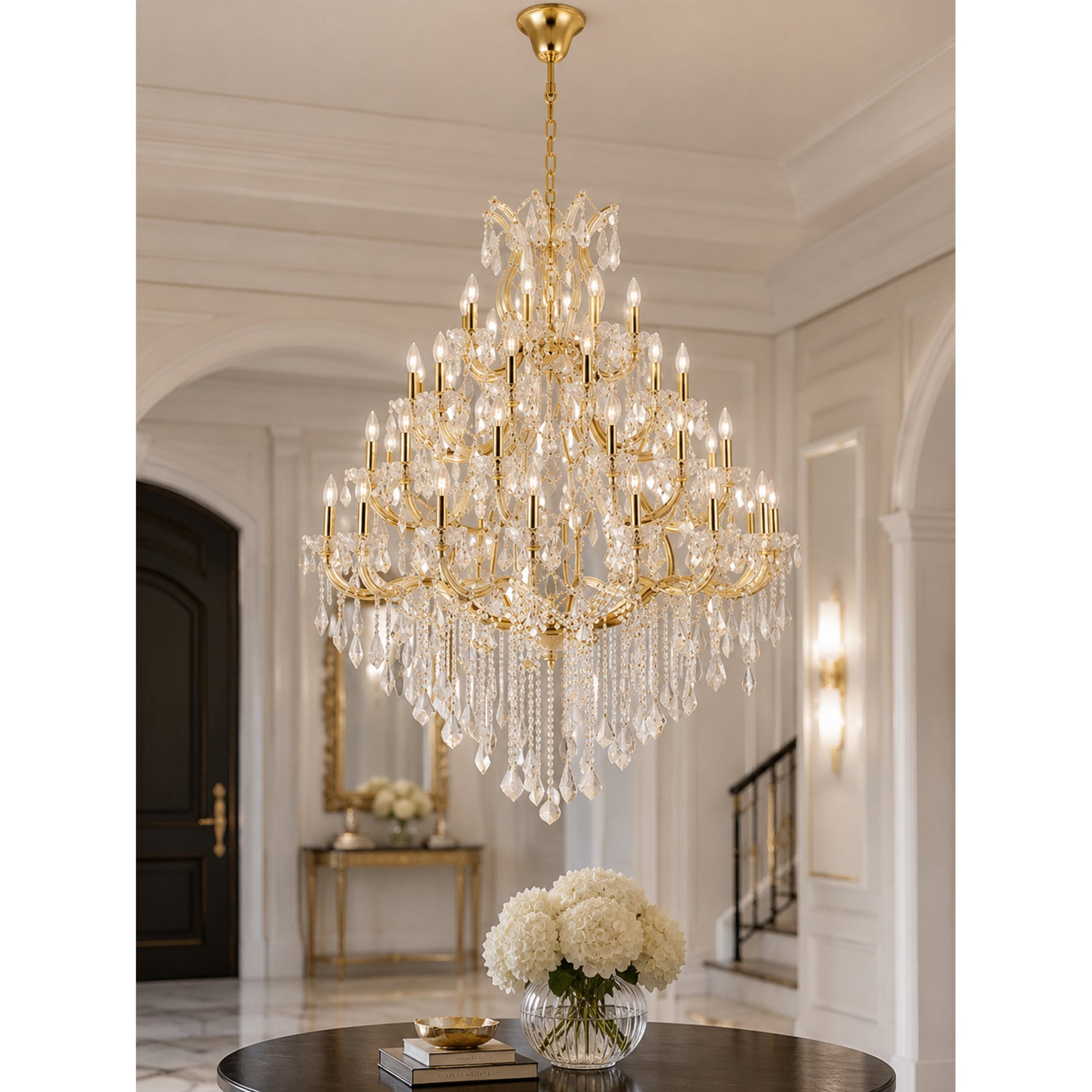 49 light Gold Chandelier Clear Royal Cut Crystal - View 2 - Joshua Marshal