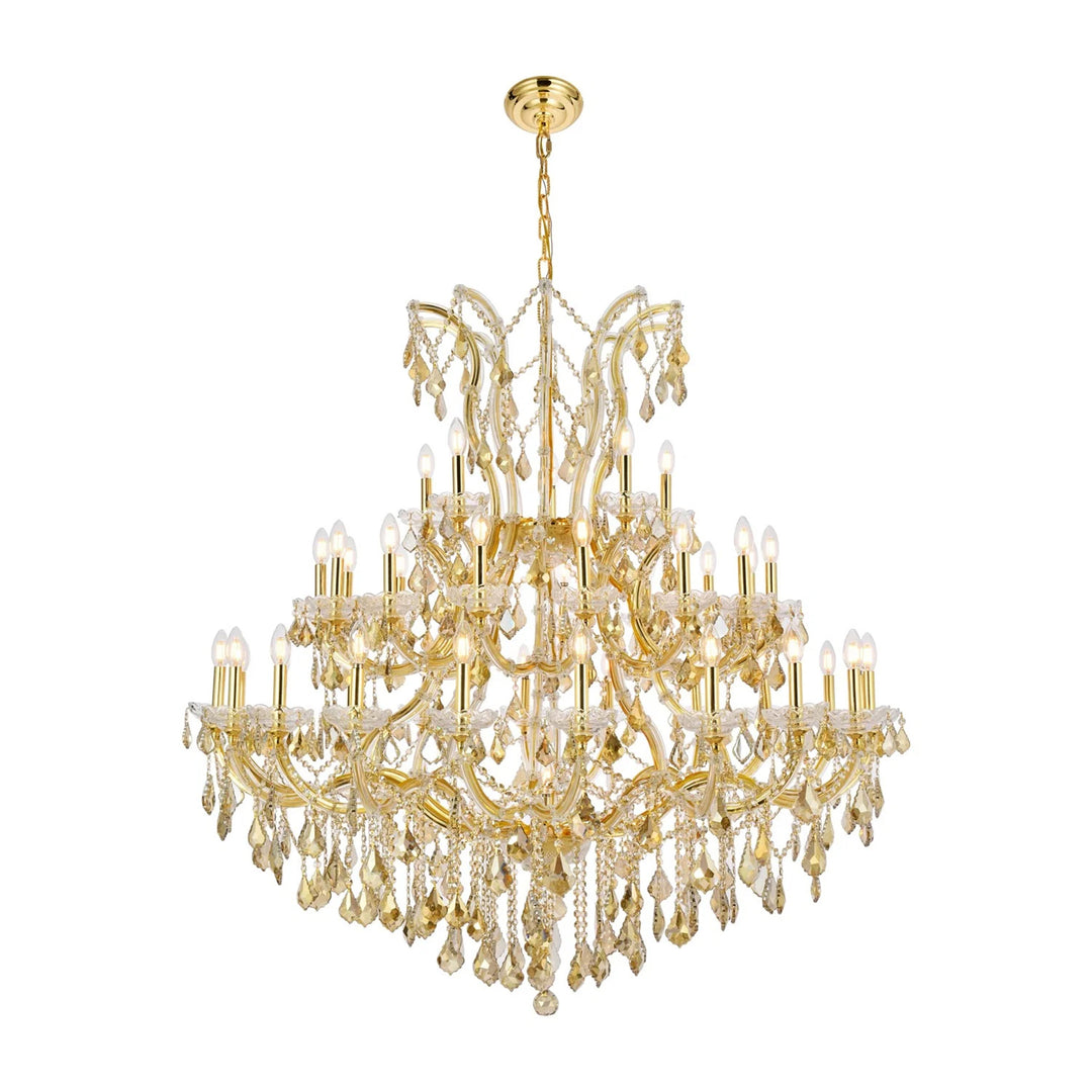 41 light Gold Chandelier Golden Teak (Smoky) Royal Cut Crystal - View 3 - Joshua Marshal