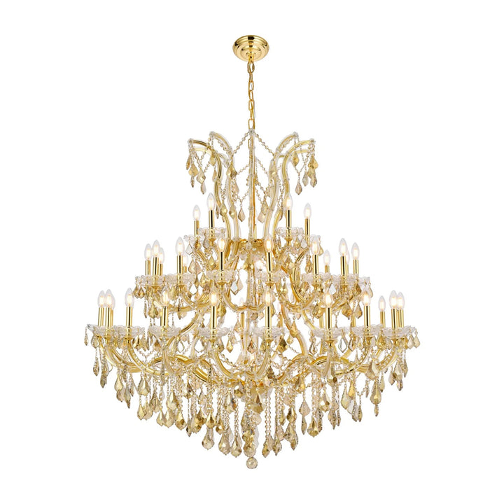 41 light Gold Chandelier Golden Teak (Smoky) Royal Cut Crystal - View 3 - Joshua Marshal
