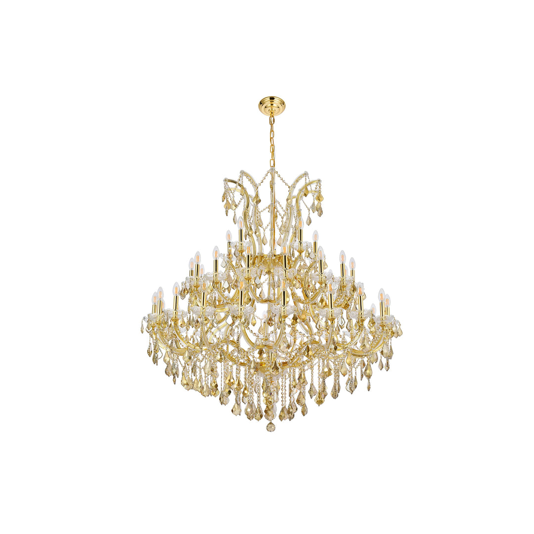 41 light Gold Chandelier Golden Teak (Smoky) Royal Cut Crystal - View 4 - Joshua Marshal