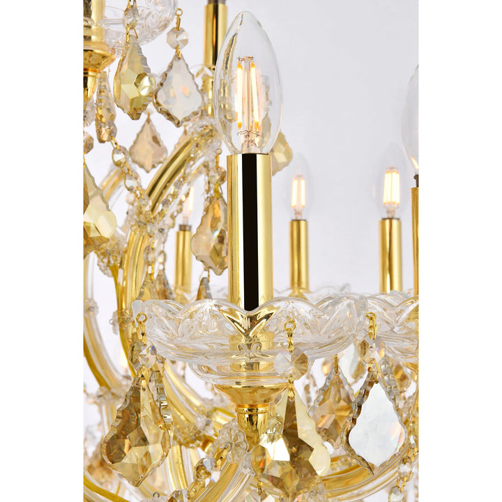 41 light Gold Chandelier Golden Teak (Smoky) Royal Cut Crystal - View 5 - Joshua Marshal