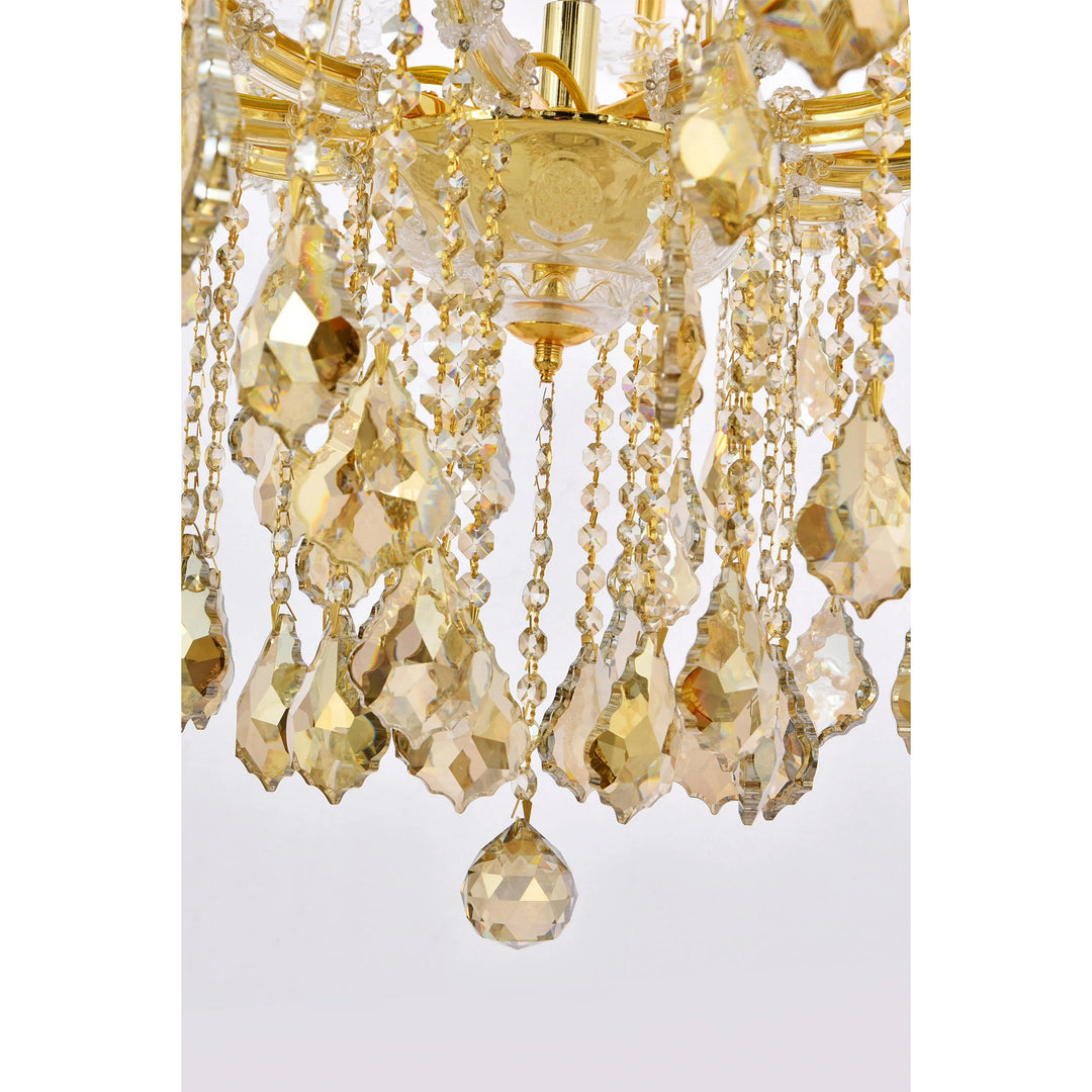 41 light Gold Chandelier Golden Teak (Smoky) Royal Cut Crystal - View 6 - Joshua Marshal