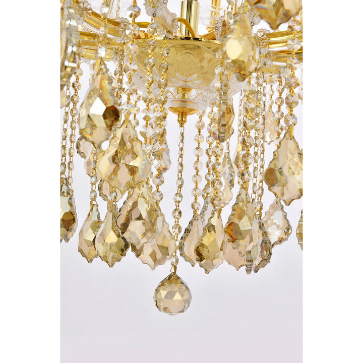 41 light Gold Chandelier Golden Teak (Smoky) Royal Cut Crystal - View 6 - Joshua Marshal