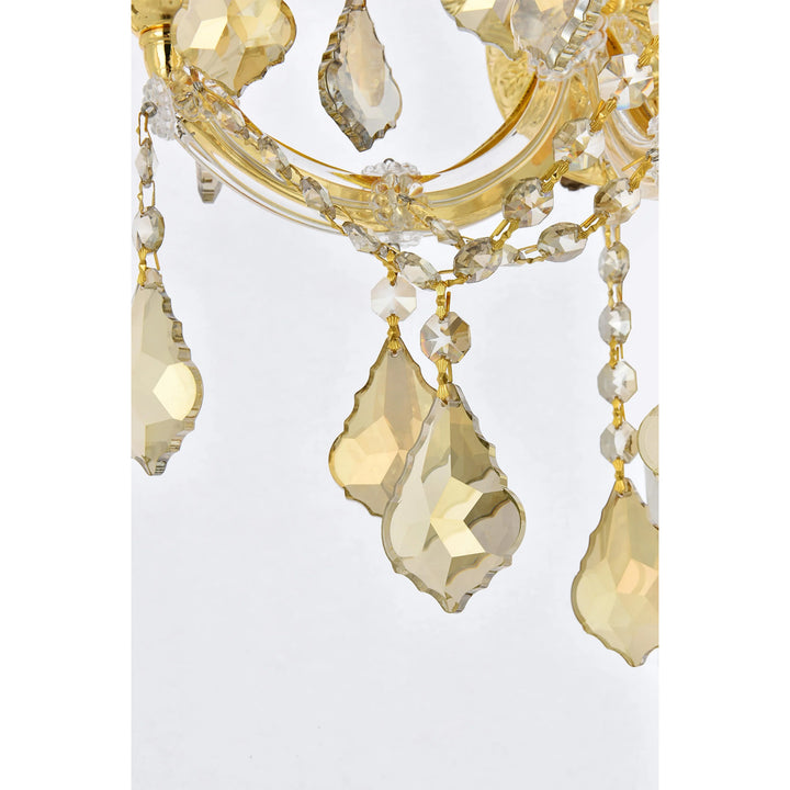 2 light Gold Wall Sconce Golden Teak (Smoky) Royal Cut Crystal - View 5 - Joshua Marshal