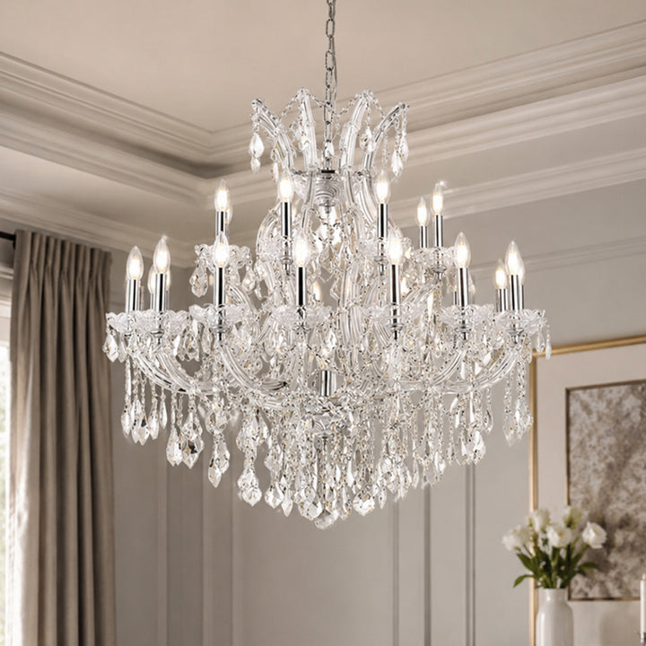 24 light Chrome Chandelier Clear Royal Cut Crystal Chrome Finish - LIGHTING by Joshua Marshal