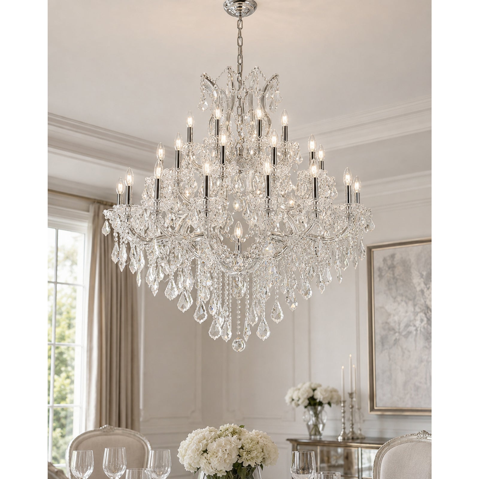 37 light Chrome Chandelier Clear Royal Cut Crystal - View 2 - Joshua Marshal