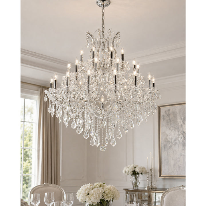 37 light Chrome Chandelier Clear Royal Cut Crystal - View 2 - Joshua Marshal
