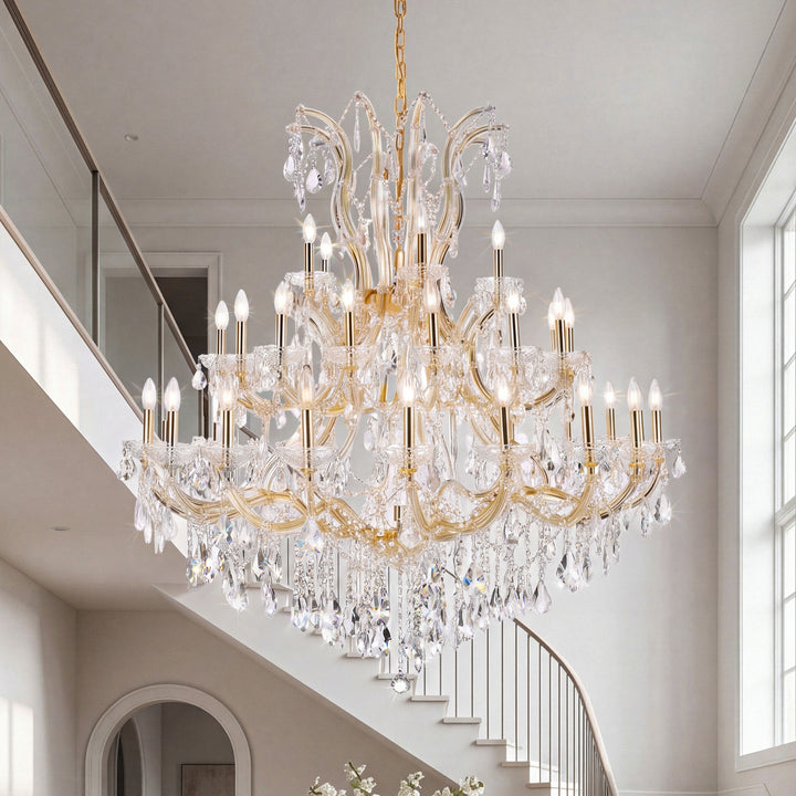 41 light Gold Chandelier Clear Royal Cut Crystal Gold Finish - LIGHTING by Joshua Marshal