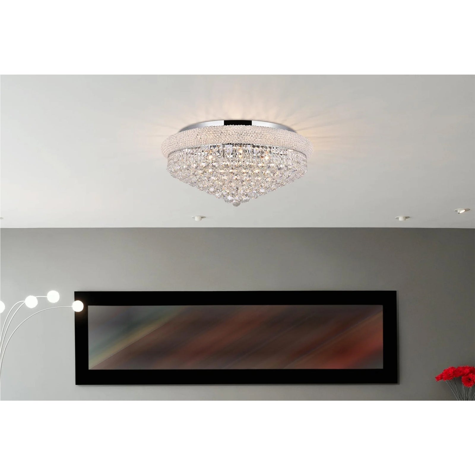 15 light Chrome Flush Mount Clear Royal Cut Crystal - View 2 - Joshua Marshal