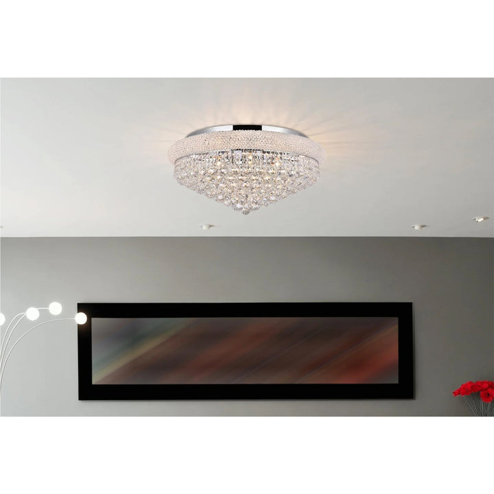 15 light Chrome Flush Mount Clear Royal Cut Crystal - View 2 - Joshua Marshal