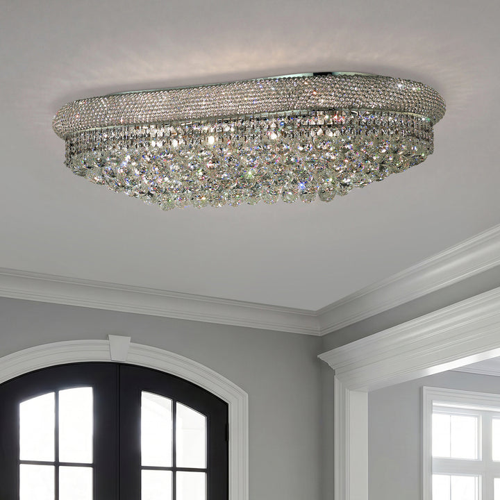18 light Chrome Flush Mount Clear Royal Cut Crystal Chrome Finish - LIGHTING by Joshua Marshal